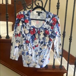 White House Black Market Floral Cardigan